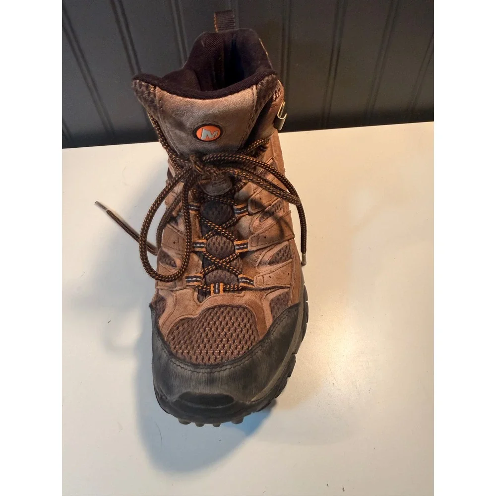 Merrell Moab Mid Hiking Boots Mens 9 Earth Brown Suede Mesh Vibram J06047